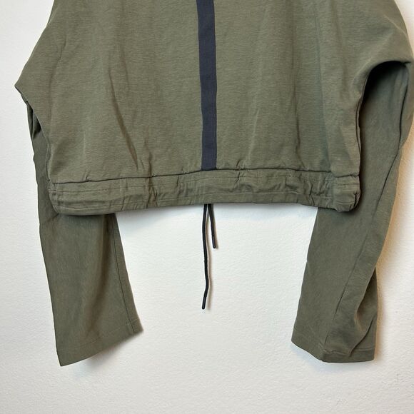 Gymshark Sweatshirt Women’s Medium Green Cropped Elbow Cutout Gym Workout Lounge - Picture 8 of 11